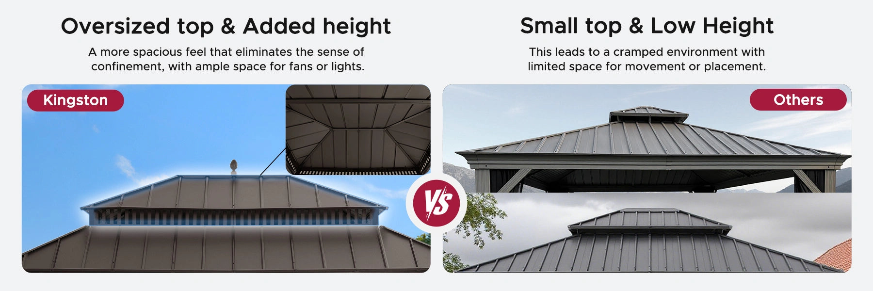 SUNJOY Kingston 12x16 Gazebo with Netting & Curtain | Steel Roof - Brown Aluminum Posts