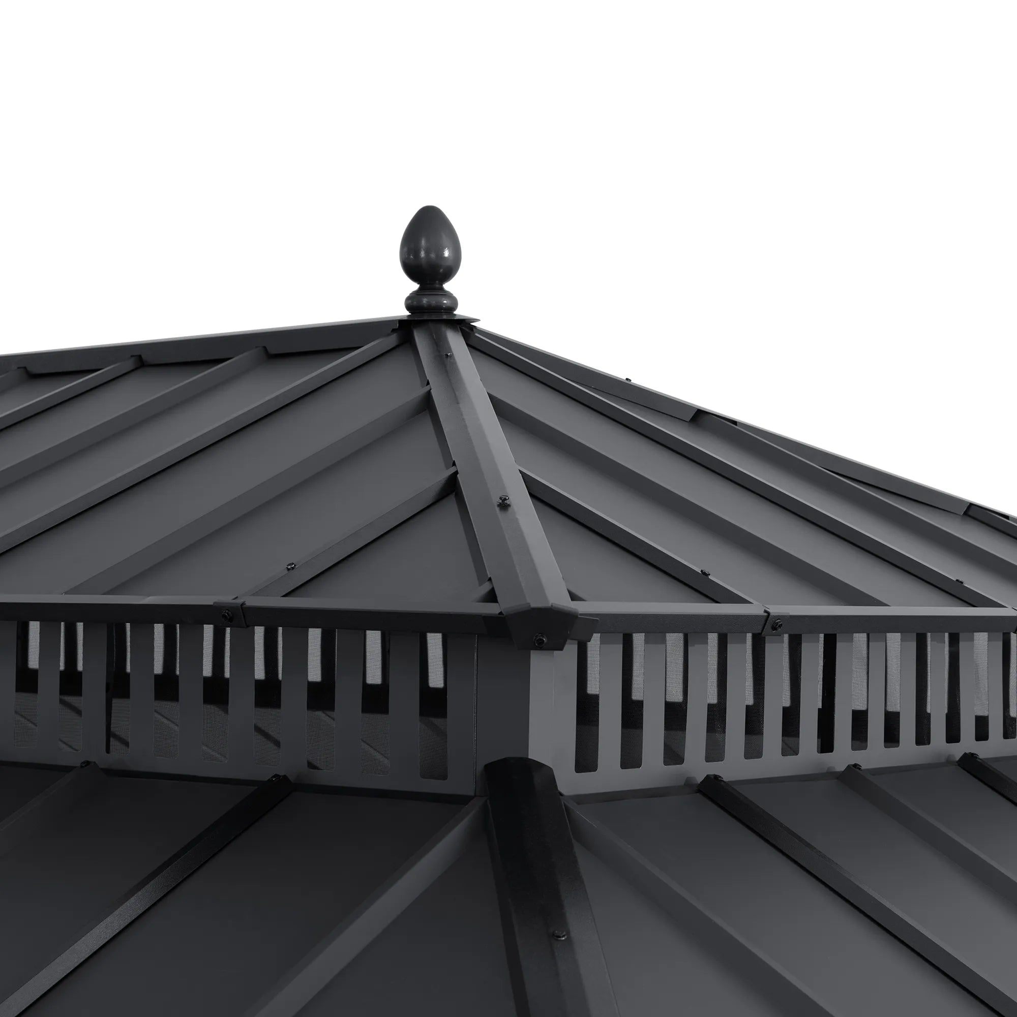 SUNJOY Kingston 12x20 Gazebo with Netting & Curtain | Steel Roof - Gray Aluminum Posts