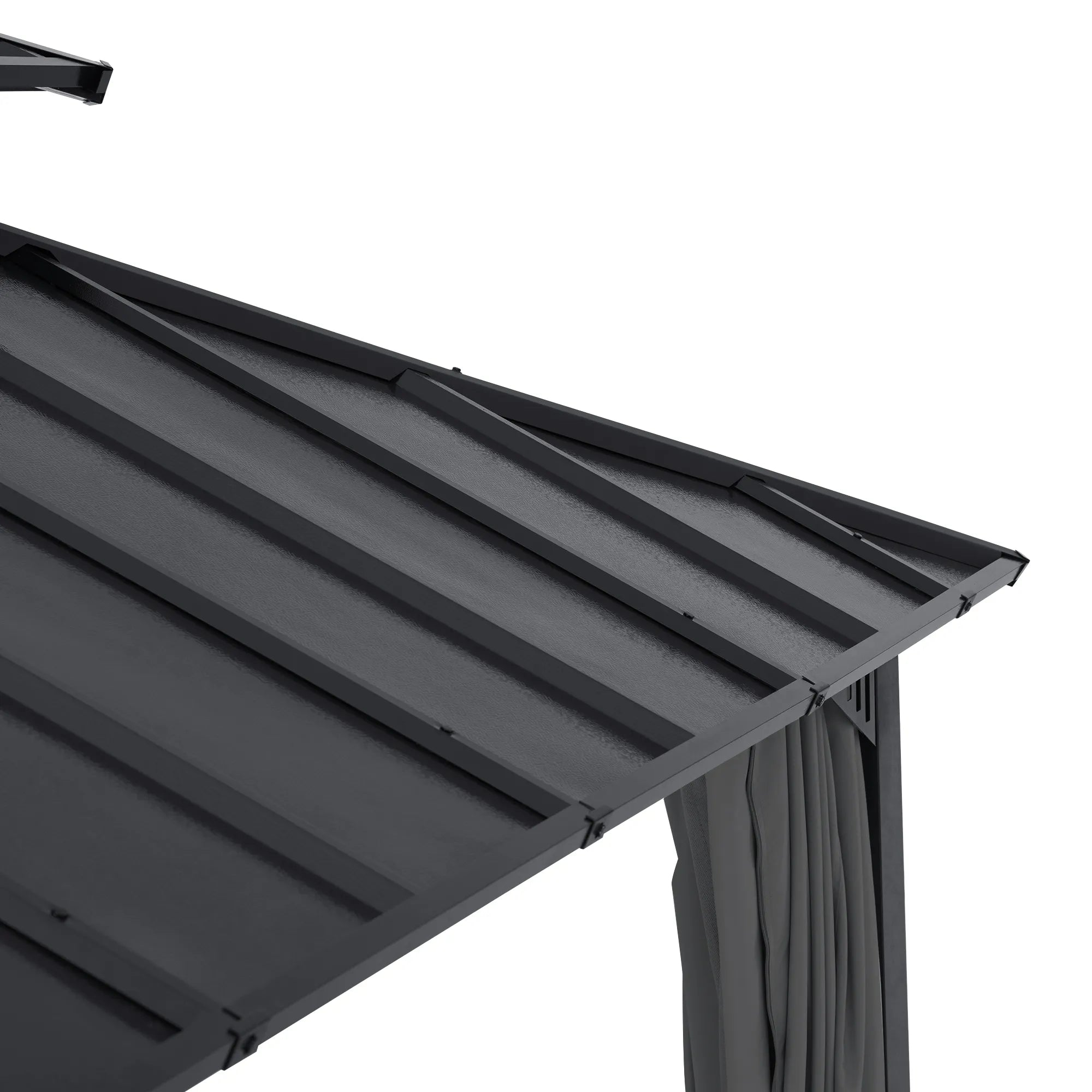 SUNJOY Kingston 12x20 Gazebo with Netting & Curtain | Steel Roof - Gray Aluminum Posts