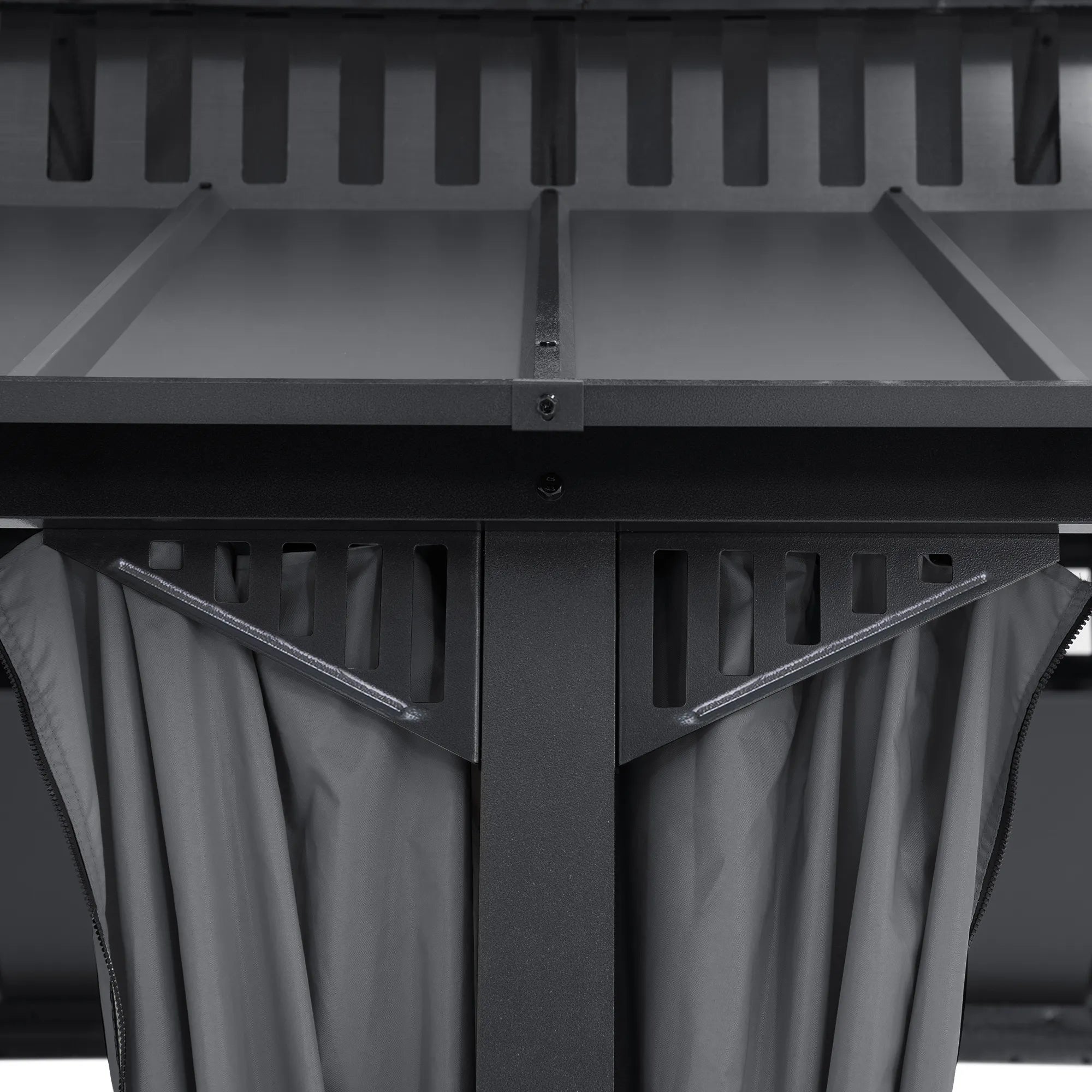 SUNJOY Kingston 12x20 Gazebo with Netting & Curtain | Steel Roof - Gray Aluminum Posts