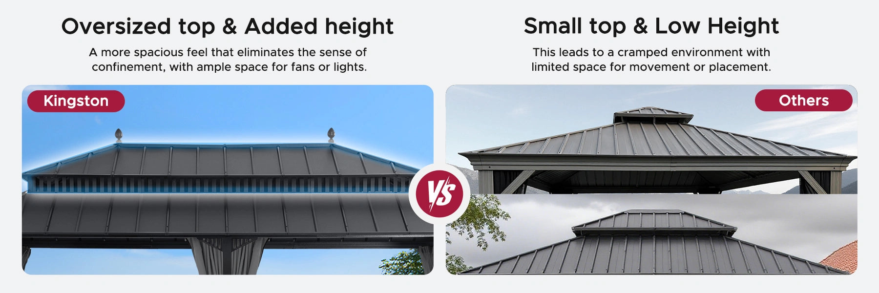 SUNJOY Kingston 12x20 Gazebo with Netting & Curtain | Steel Roof - Gray Aluminum Posts