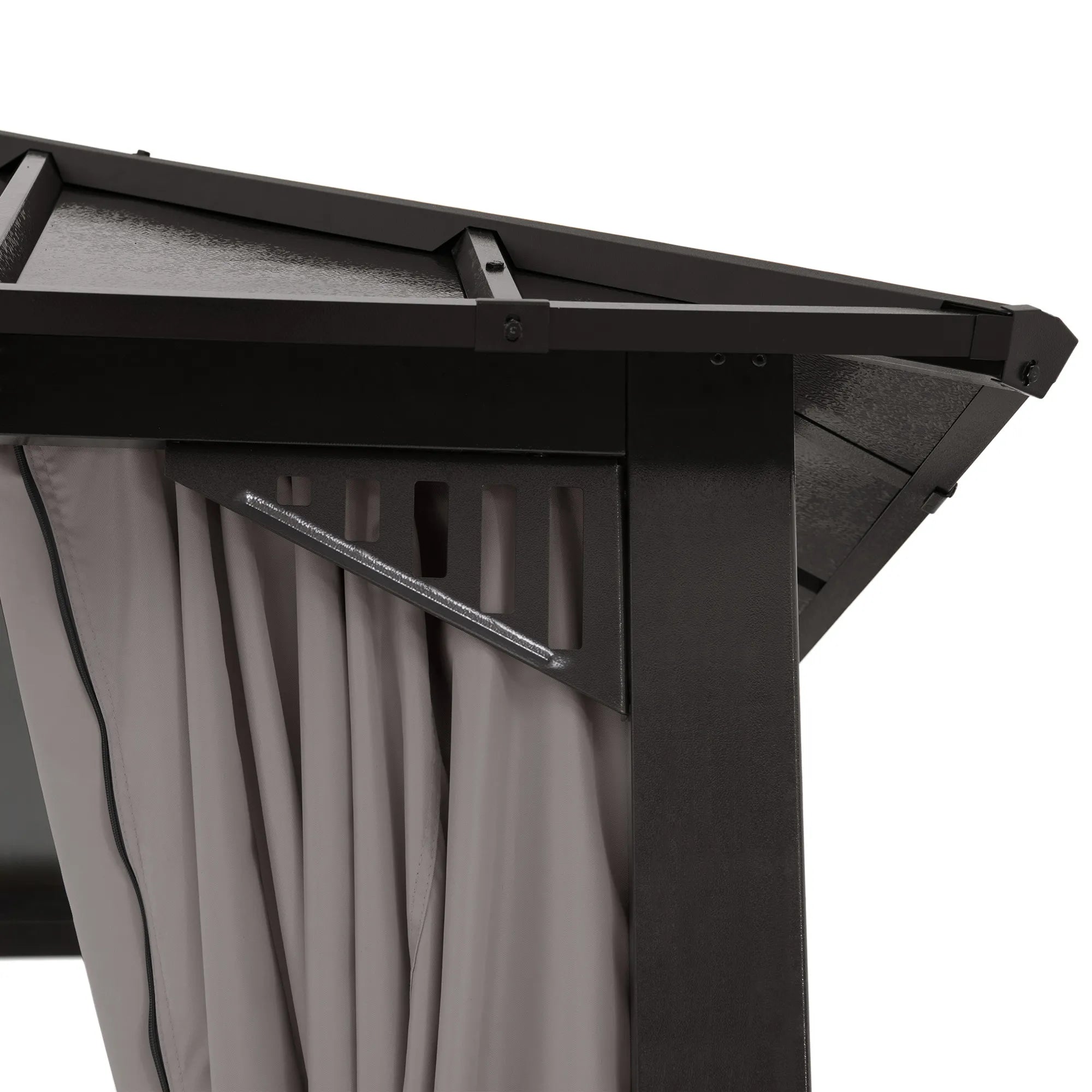 SUNJOY Kingston 12x20 Gazebo with Netting & Curtain | Steel Roof - Brown Aluminum Posts