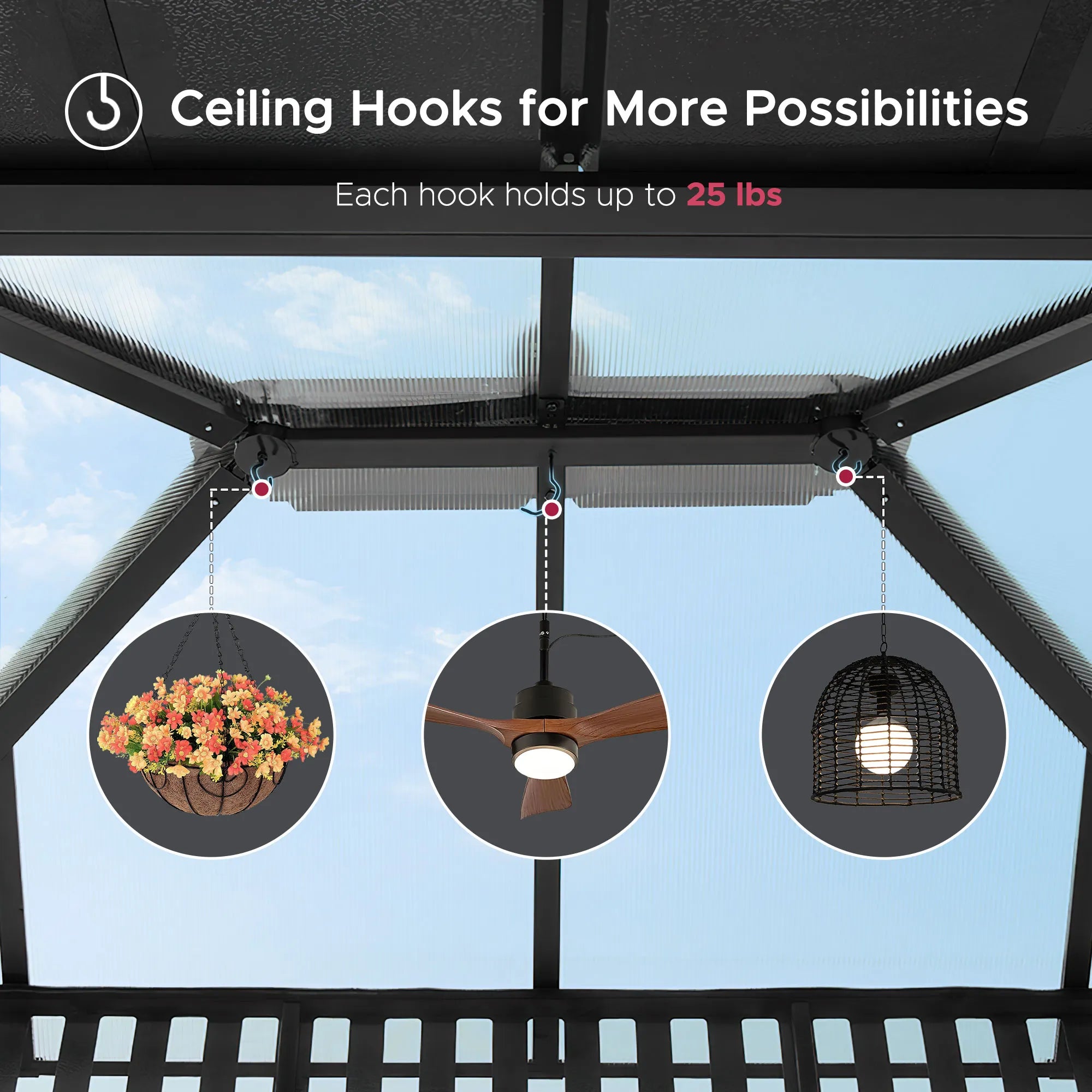 SUNJOY Kingston 12x10 Gazebo with Netting & Curtain | Steel & PC Roof - Woodgrain Aluminum Posts