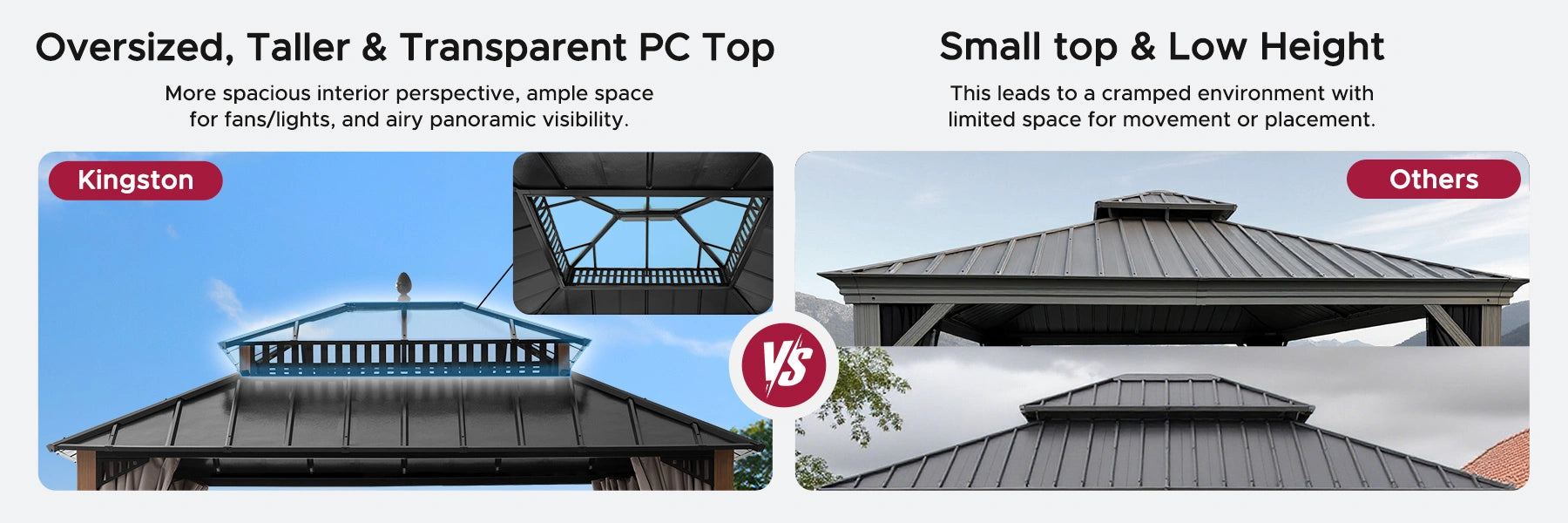 SUNJOY Kingston 12x10 Gazebo with Netting & Curtain | Steel Roof with Extra-Tall & Oversized PC Vent Top - Woodgrain Aluminum Posts