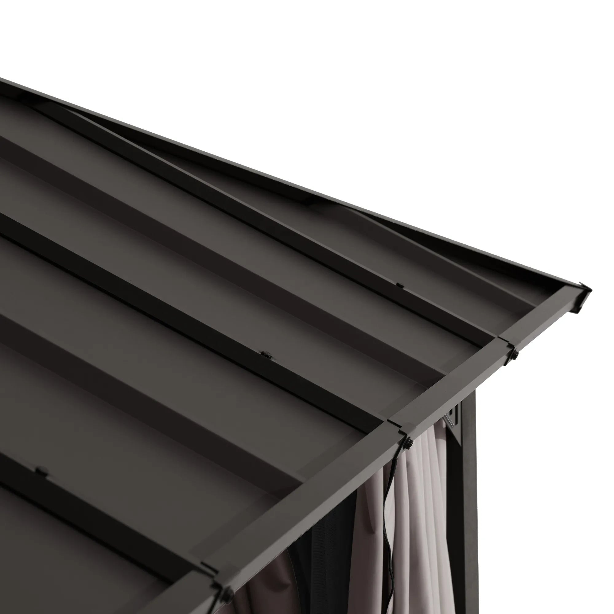 SUNJOY Kingston 12x10 Gazebo with Netting & Curtain | Steel & PC Roof - Brown Aluminum Posts