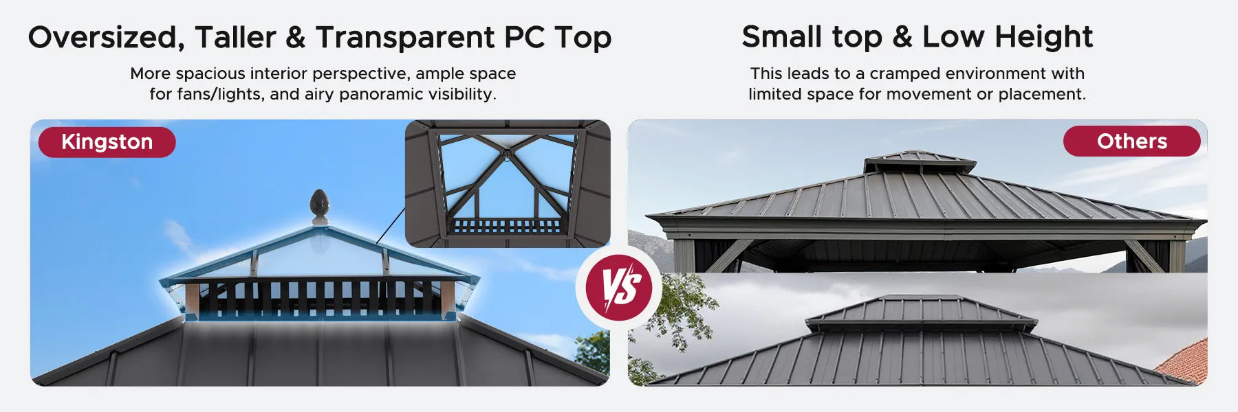 SUNJOY Kingston 10x10 Gazebo with Netting & Curtain | Steel Roof with Extra-Tall & Oversized PC Vent Top - Woodgrain Aluminum Posts