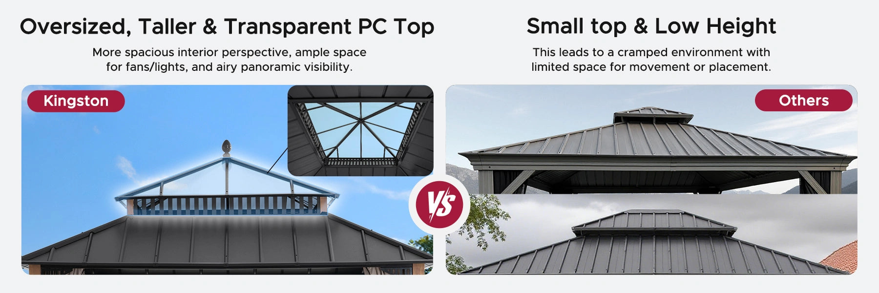 SUNJOY Kingston 12x12 Gazebo with Netting & Curtain | Steel Roof with Extra-Tall & Oversized PC Vent Top - Woodgrain Aluminum Posts