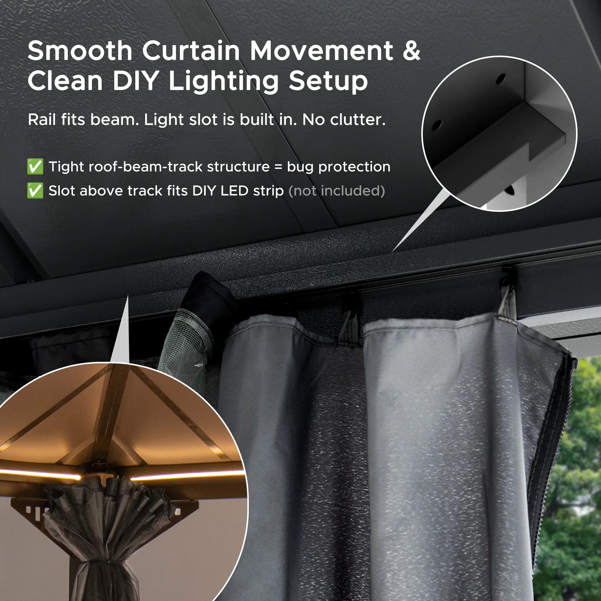 SUNJOY Kingston 12x14 Gazebo with Netting & Curtain | Steel Roof with Extra-Tall & Oversized PC Vent Top - Gray Aluminum Posts