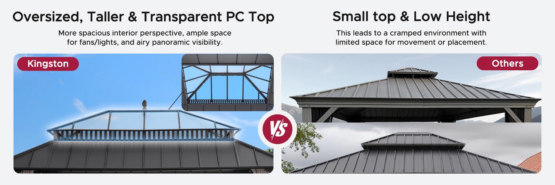 SUNJOY Kingston 12x16 Gazebo with Netting & Curtain | Steel Roof with Extra-Tall & Oversized PC Vent Top - Woodgrain Aluminum Posts