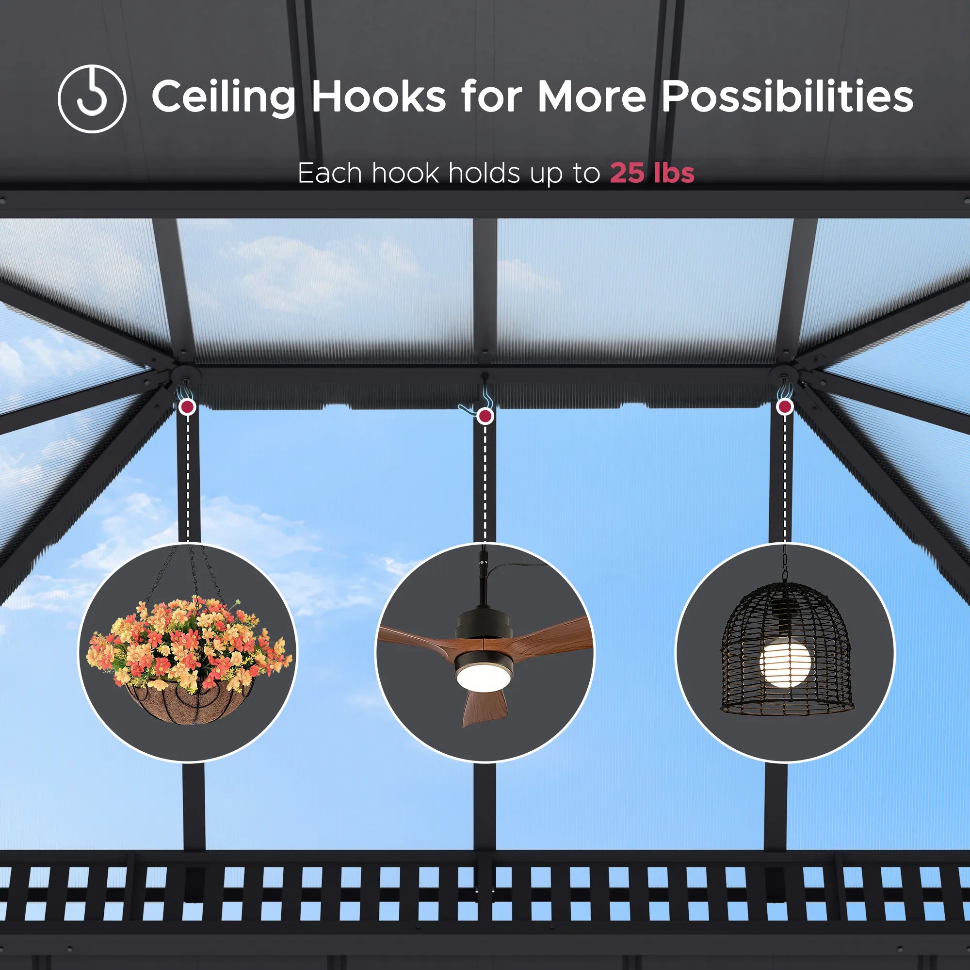 SUNJOY Kingston 12x16 Gazebo with Netting & Curtain | Steel Roof with Extra-Tall & Oversized PC Vent Top - Wood Posts