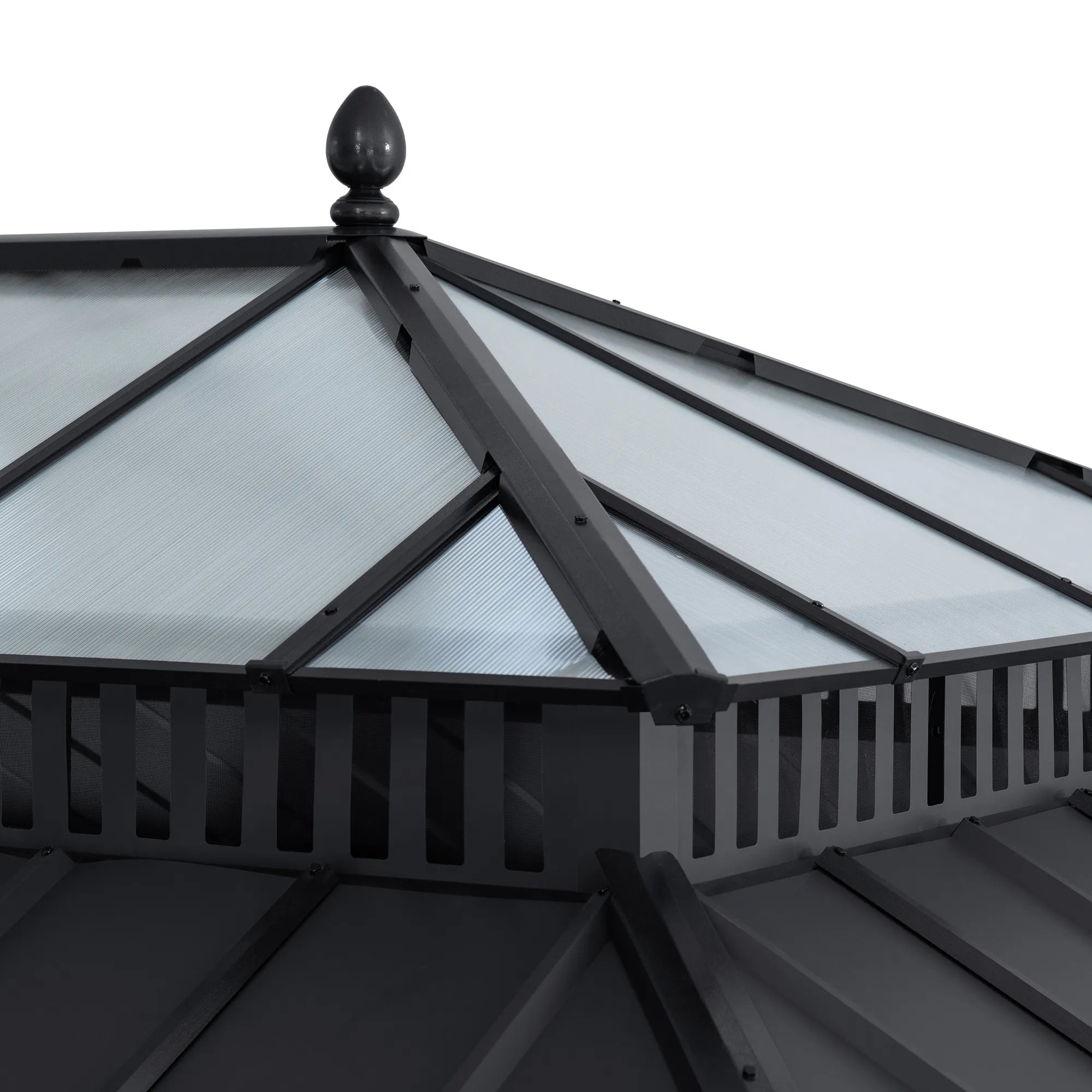 SUNJOY Kingston 12x20 Gazebo with Netting & Curtain | Steel & PC Roof - Gray Aluminum Posts