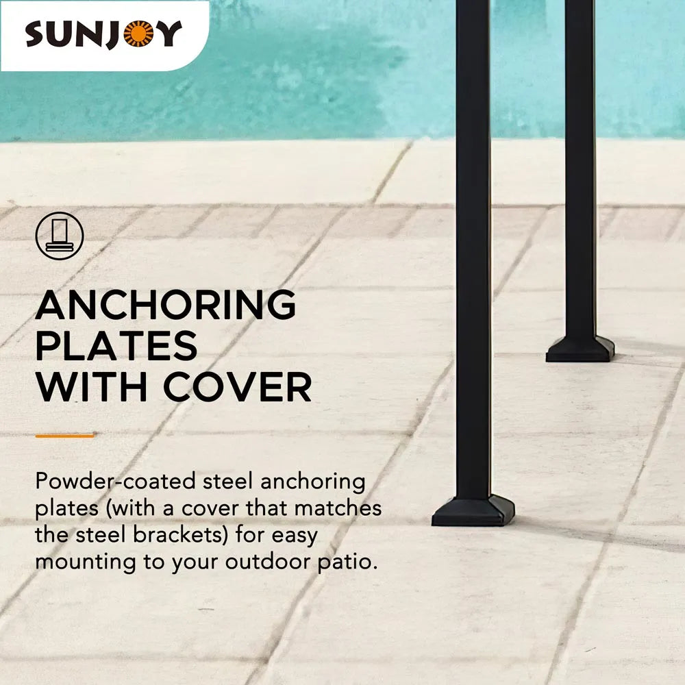 SUNJOY 5x8 BBQ Grill Gazebo with Bar Shelves and Hooks - Beige & Black