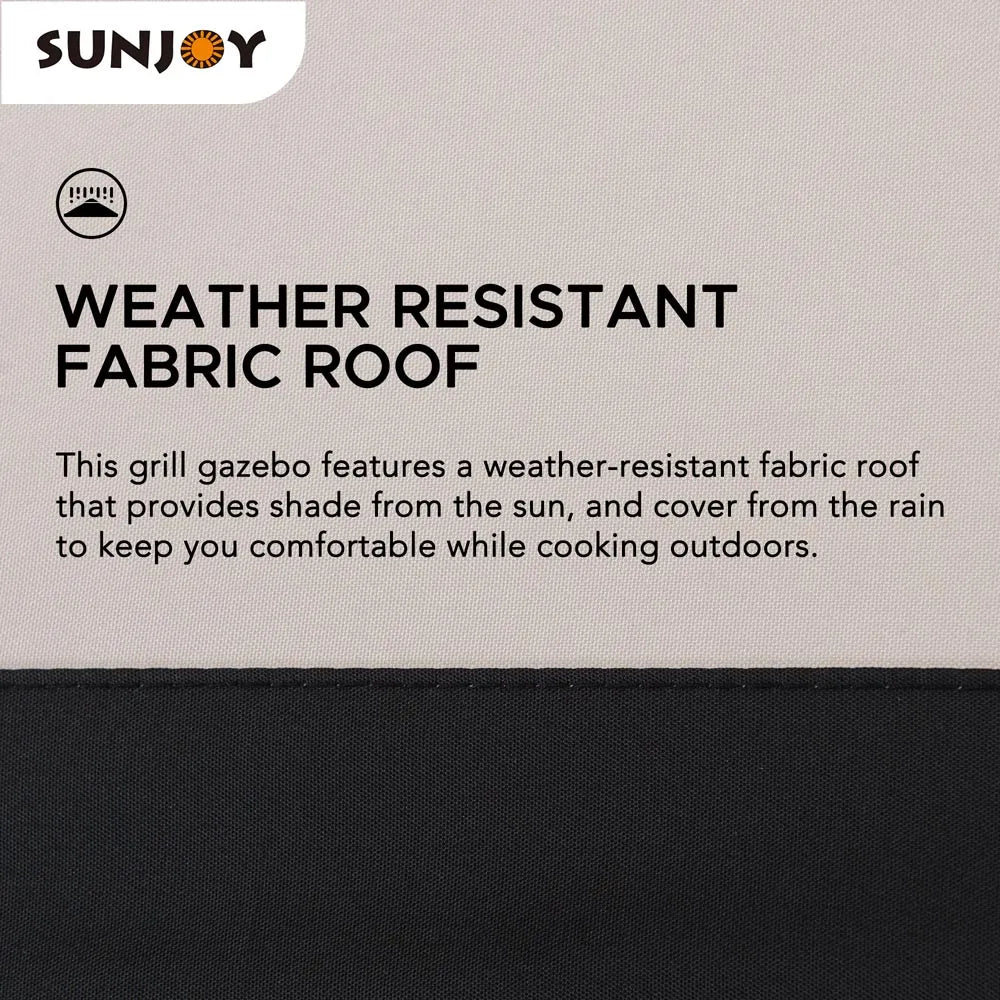 SUNJOY 5x8 BBQ Grill Gazebo with Bar Shelves and Hooks - Beige & Black