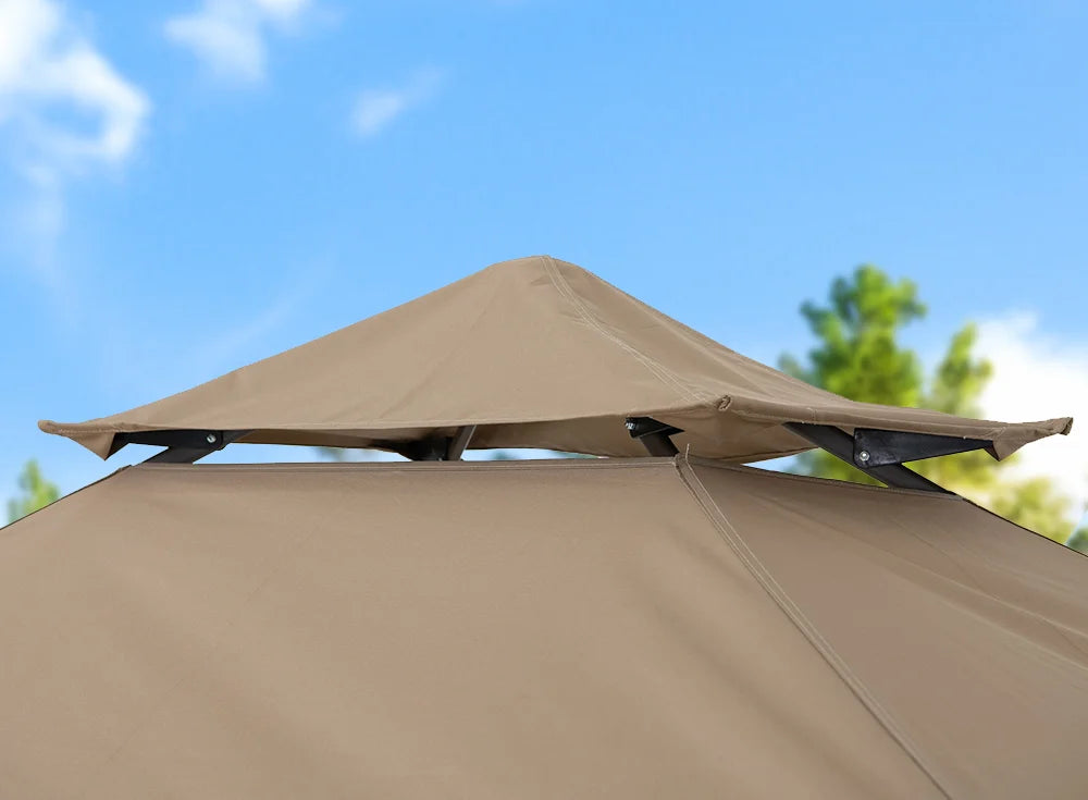 SUNJOY 8x5 Pop up Grill Gazebo with Magnetic LED Light and Carrying Bag - Brown