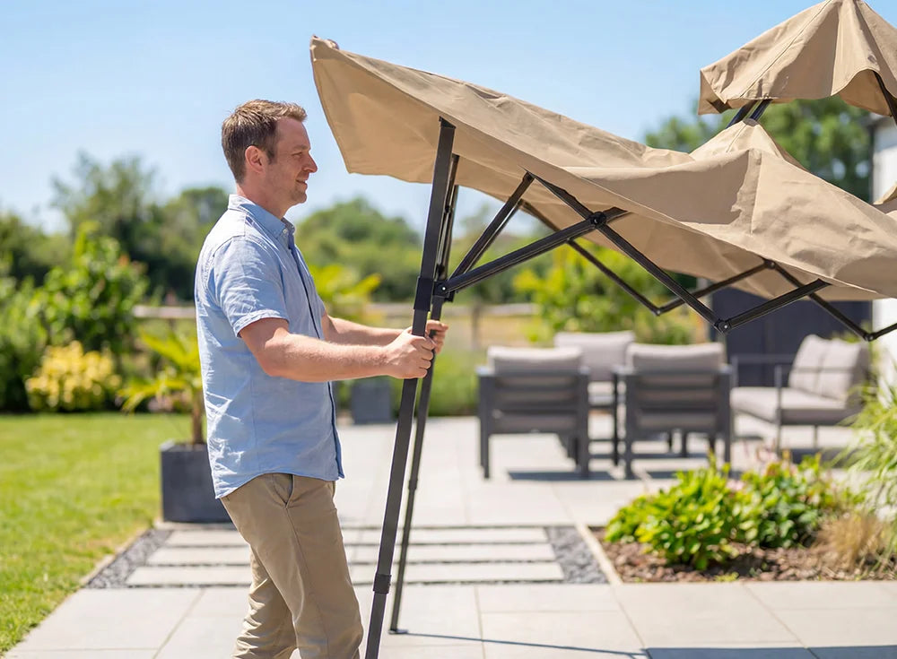 SUNJOY 8x5 Pop up Grill Gazebo with Magnetic LED Light and Carrying Bag - Brown