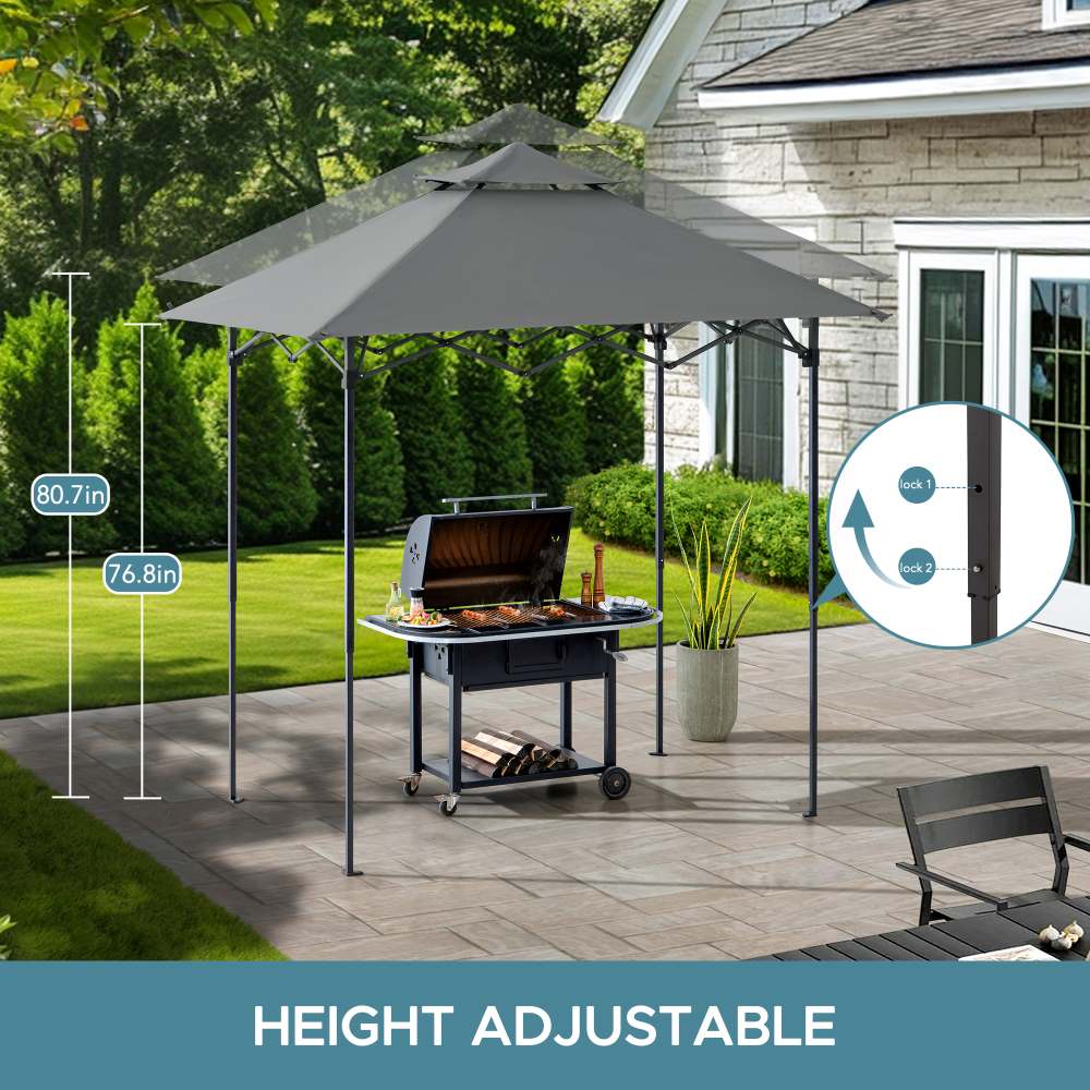 SUNJOY 5x8 Pop up Grill Gazebo with Magnetic LED Light and Carrying Bag