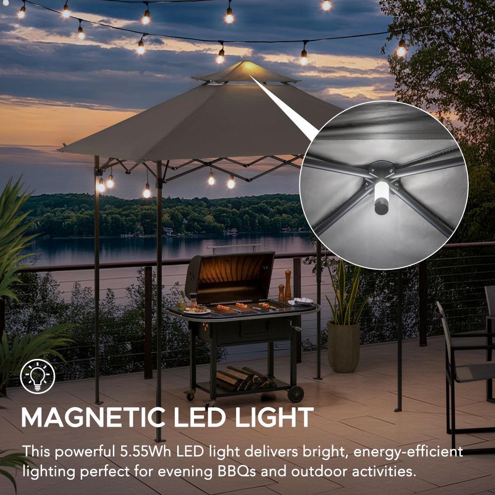 SUNJOY 5x8 Pop up Grill Gazebo with Magnetic LED Light and Carrying Bag