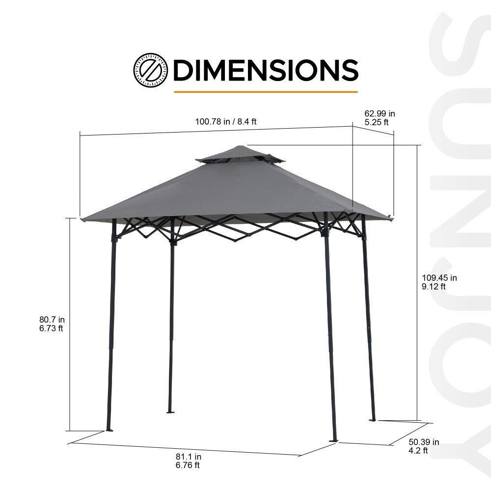 SUNJOY 5x8 Pop up Grill Gazebo with Magnetic LED Light and Carrying Bag