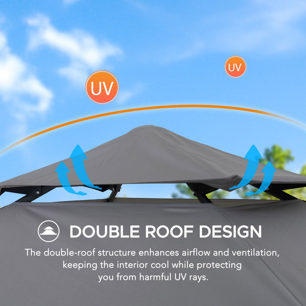 SUNJOY 5x8 Pop up Grill Gazebo with Magnetic LED Light and Carrying Bag