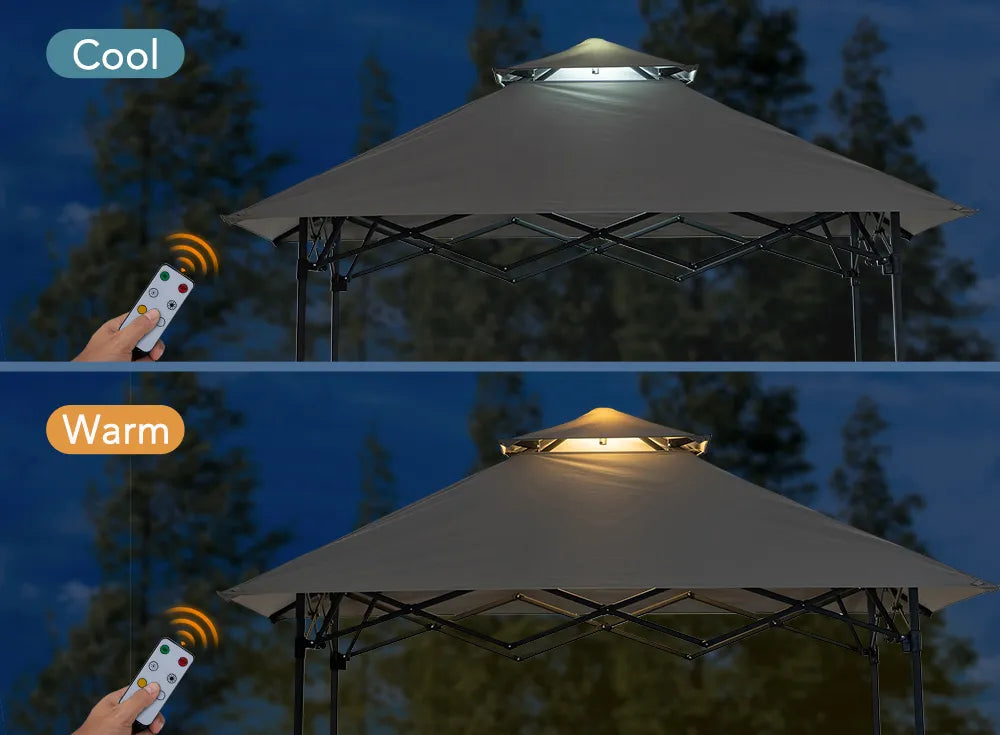 SUNJOY 8x5 Pop up Grill Gazebo with Magnetic LED Light and Carrying Bag - Gray