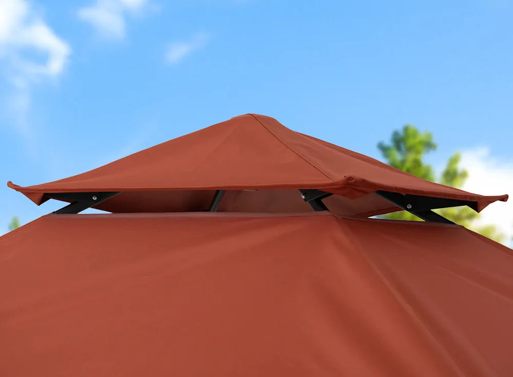 SUNJOY 8x5 Pop up Grill Gazebo with Magnetic LED Light and Carrying Bag - Red