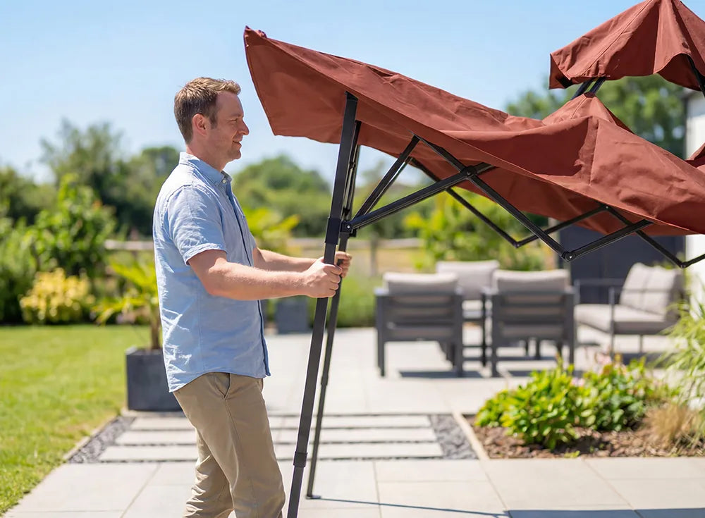 SUNJOY 8x5 Pop up Grill Gazebo with Magnetic LED Light and Carrying Bag - Red