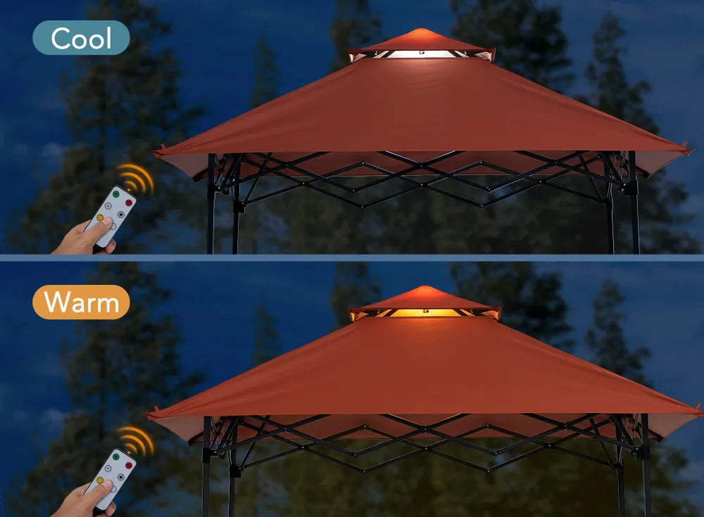 SUNJOY 8x5 Pop up Grill Gazebo with Magnetic LED Light and Carrying Bag - Red