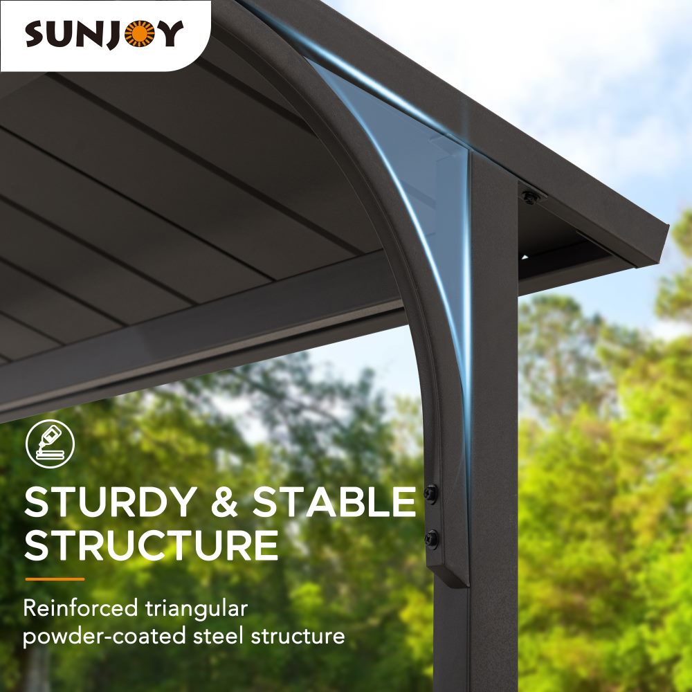 SUNJOY 5x8 Backyard Hardtop Grill Gazebo with Ceiling Hook and Bar Shelves