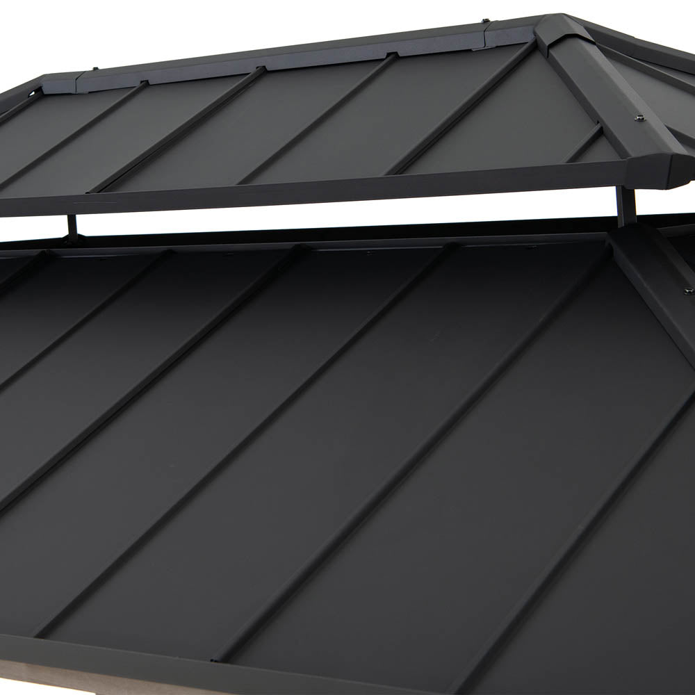 SUNJOY 8x12 Wood Grill Gazebo with Solar Power and Shelves