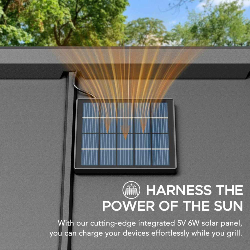 SUNJOY 8x12 Wood Grill Gazebo with Solar Power and Shelves.