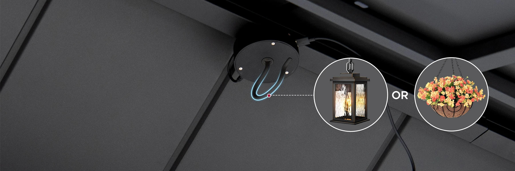 SUNJOY 8x12 Black Wood Grill Gazebo with Solar Power and Shelves