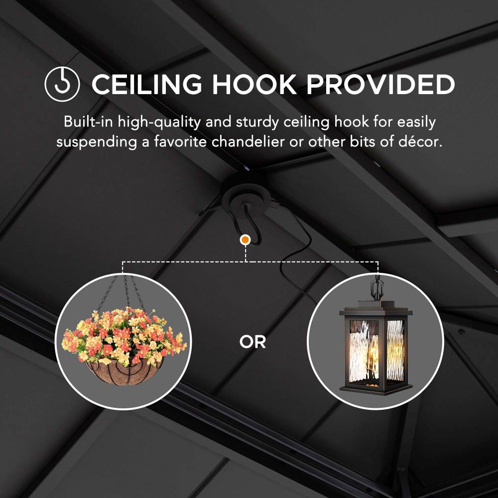 SUNJOY 8x12 Brown Wood Grill Gazebo with Solar Power, Fence and Shelves