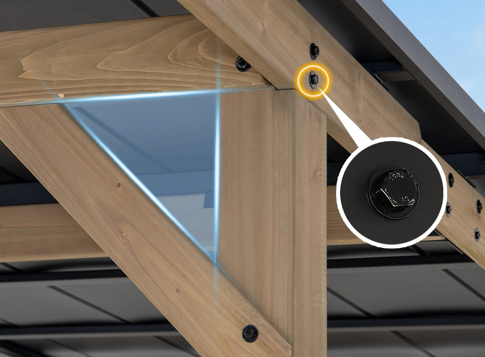 SUNJOY 10x12 Cedar Gazebo Pergola with Bar Shelves and Power Port