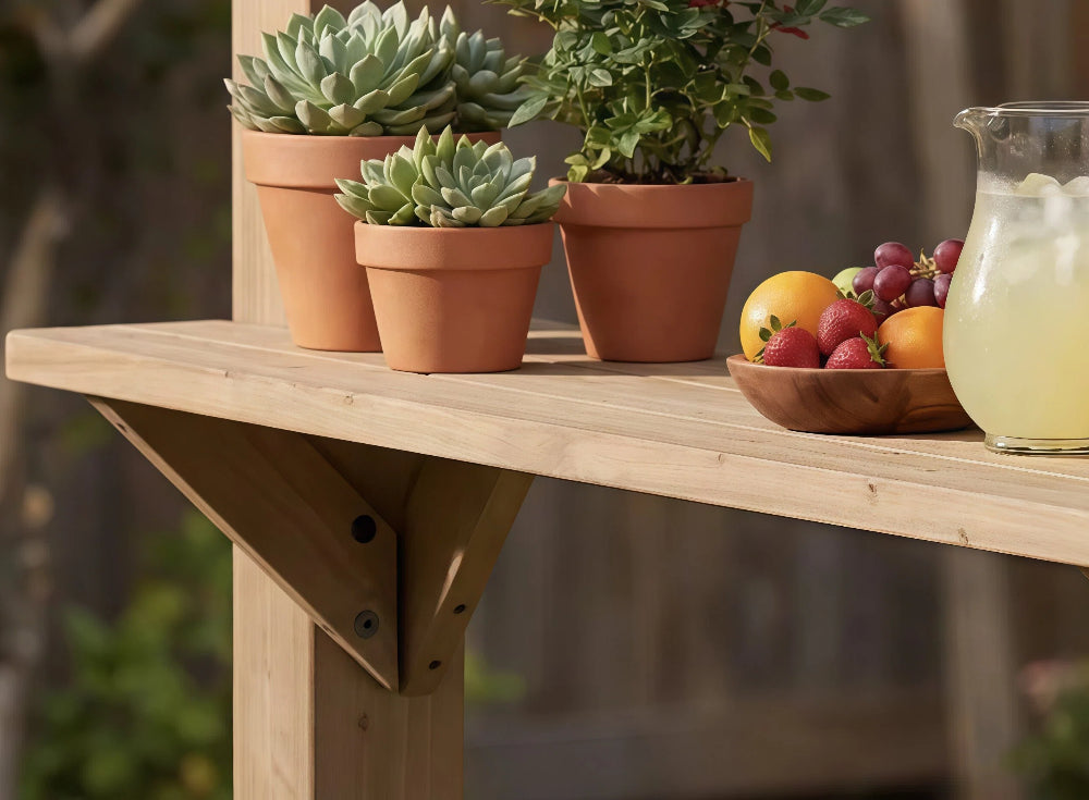 SUNJOY 10x12 Cedar Gazebo Pergola with Bar Shelves and Power Port