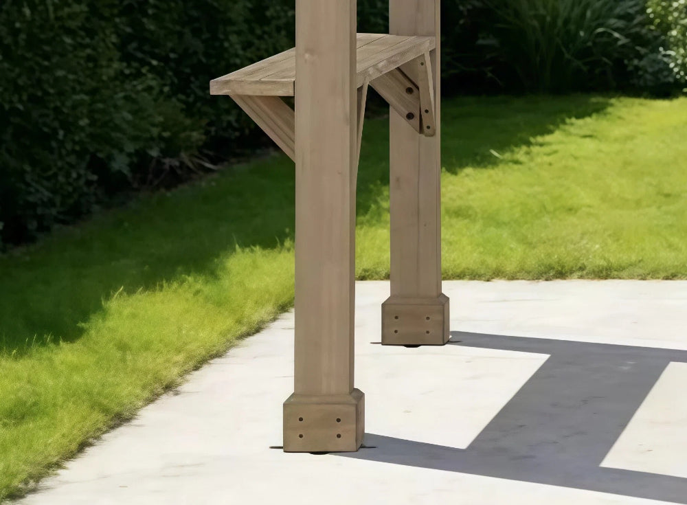 SUNJOY 10x12 Cedar Gazebo Pergola with Bar Shelves and Power Port