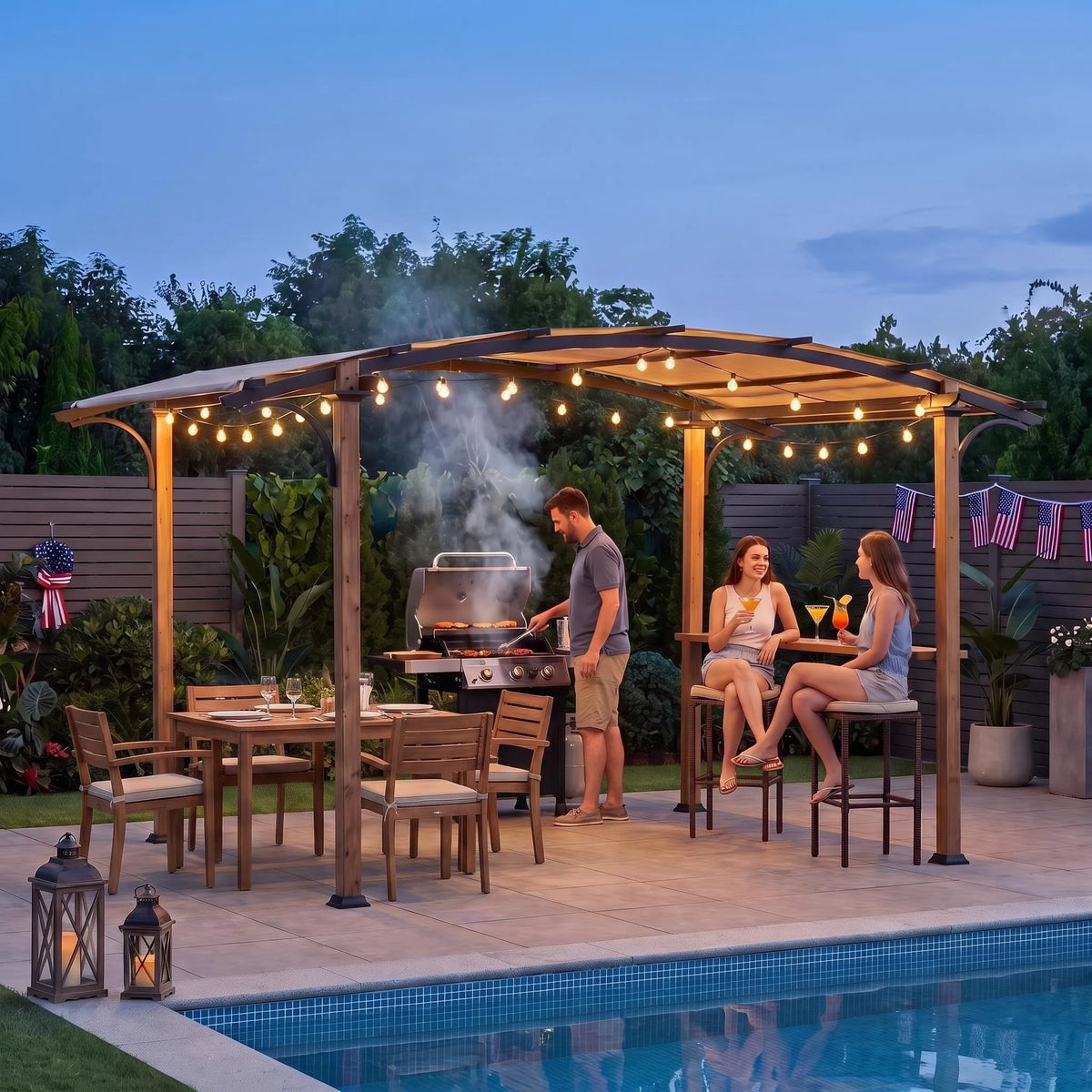 Arcadia Arched Canopy Pergola, 9x13