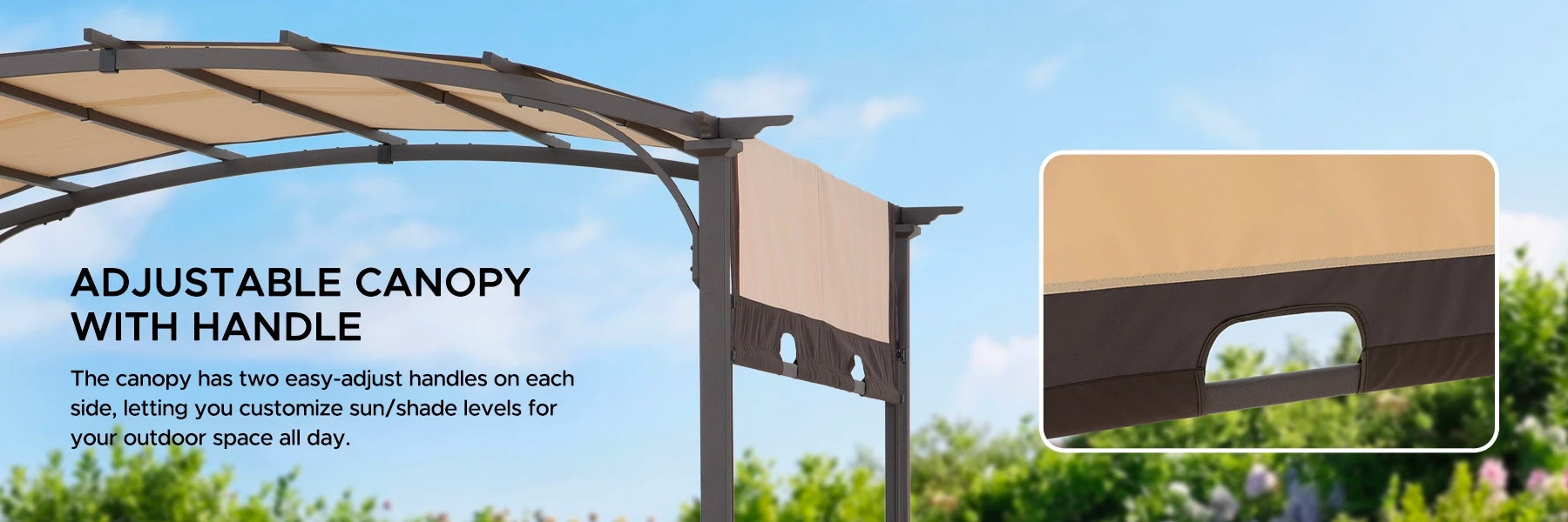 SUNJOY 9x11 Metal Arched Pergola Kits with Adjustable Canopy Roof