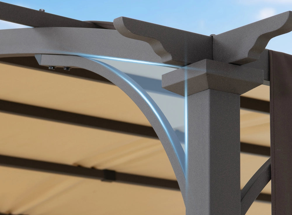 SUNJOY 9x11 Metal Arched Pergola Kits with Adjustable Canopy Roof