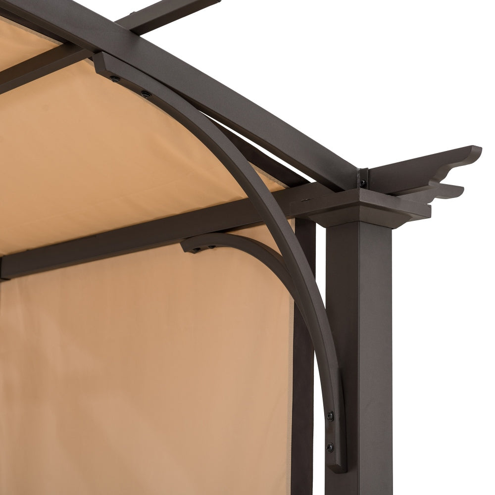 SUNJOY 9.5x11 Metal Arched Pergola Kits with Adjustable Canopy Roof