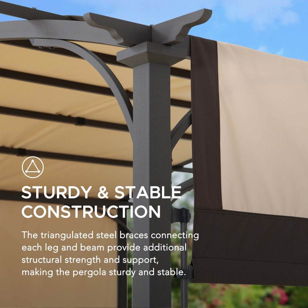 SUNJOY 9.5x11 Metal Arched Pergola Kits with Adjustable Canopy Roof.