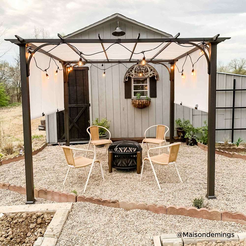 SUNJOY 10x10 White Pergola with Adjustable Canopy Roof.