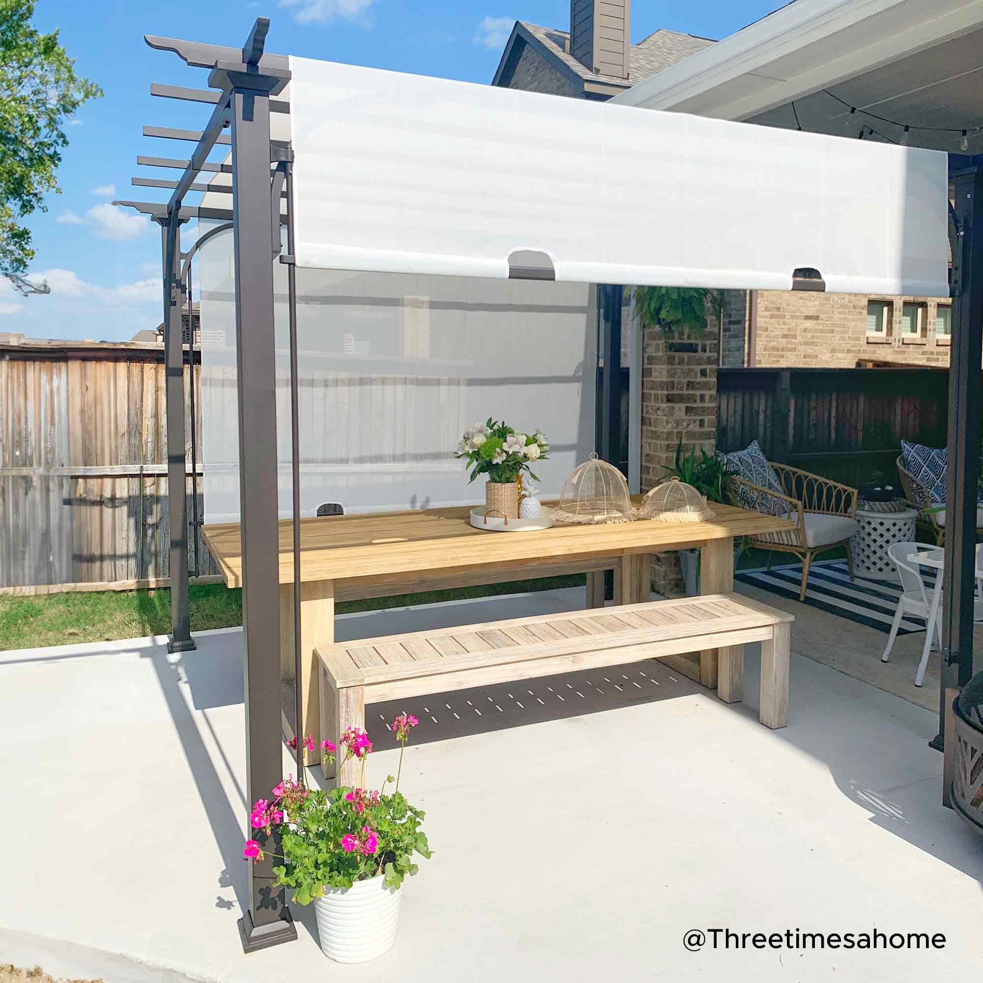 SUNJOY 10x10 White Pergola with Adjustable Canopy Roof.