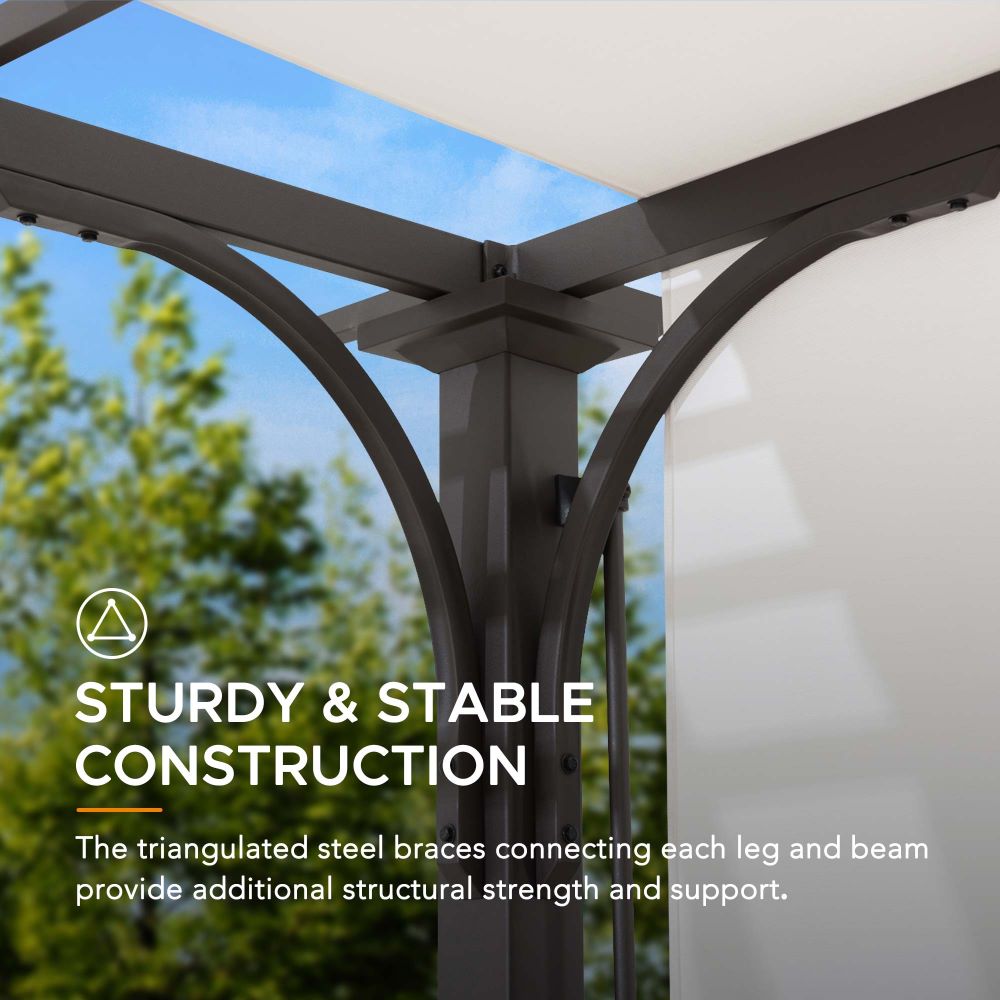 SUNJOY 10x10 White Pergola with Adjustable Canopy Roof.