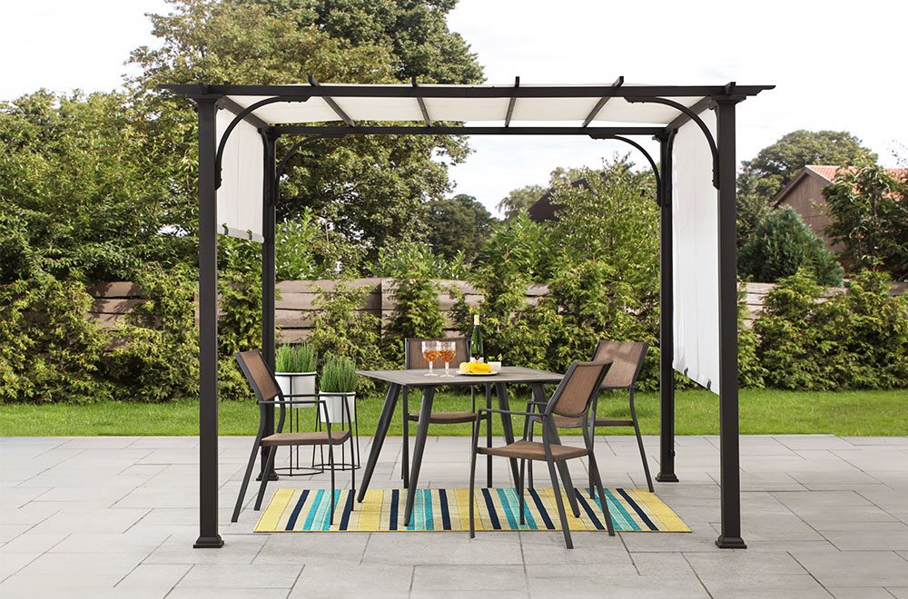 SUNJOY 10x10 White Pergola with Adjustable Canopy Roof