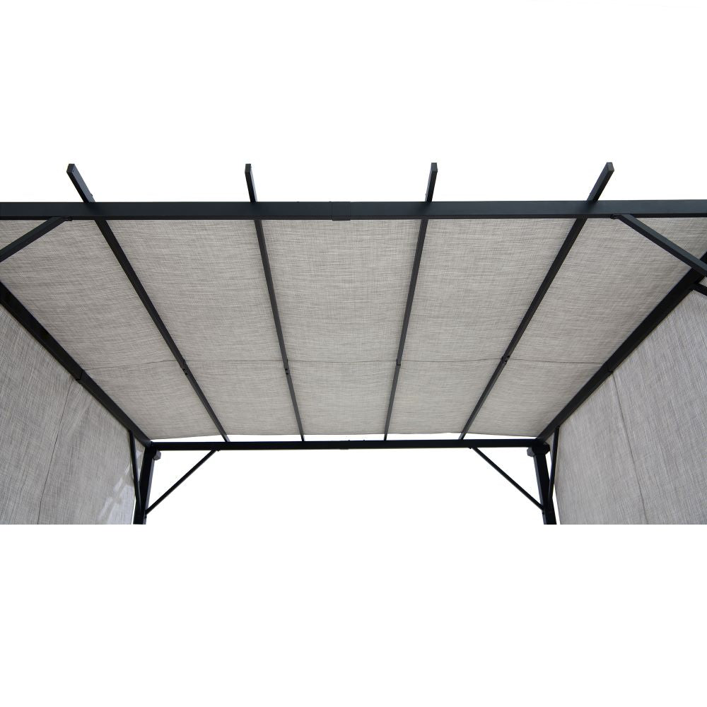 SUNJOY 9x9 Matte Black Steel Frame Pergola with Adjustable Canopy Roof - Light Gray