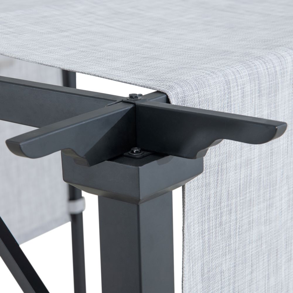 SUNJOY 9x9 Matte Black Steel Frame Pergola with Adjustable Canopy Roof - Light Gray