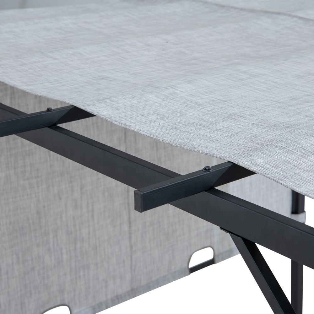 SUNJOY 9x9 Matte Black Steel Frame Pergola with Adjustable Canopy Roof - Light Gray