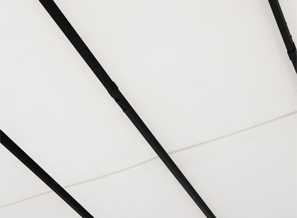 SUNJOY 9x9 Matte Black Steel Frame Pergola with Adjustable Canopy Roof - White