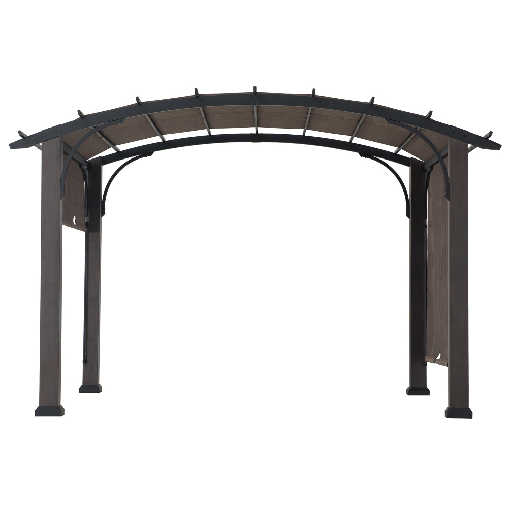 SUNJOY 10x12 Metal Pergola with Retractable Canopy and Curved Roof.