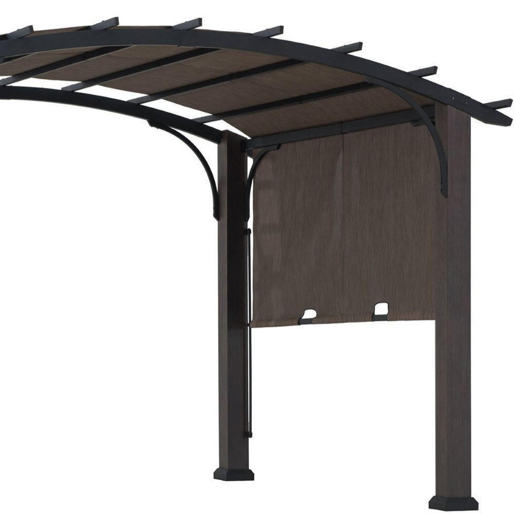 SUNJOY 10x12 Metal Pergola with Retractable Canopy and Curved Roof
